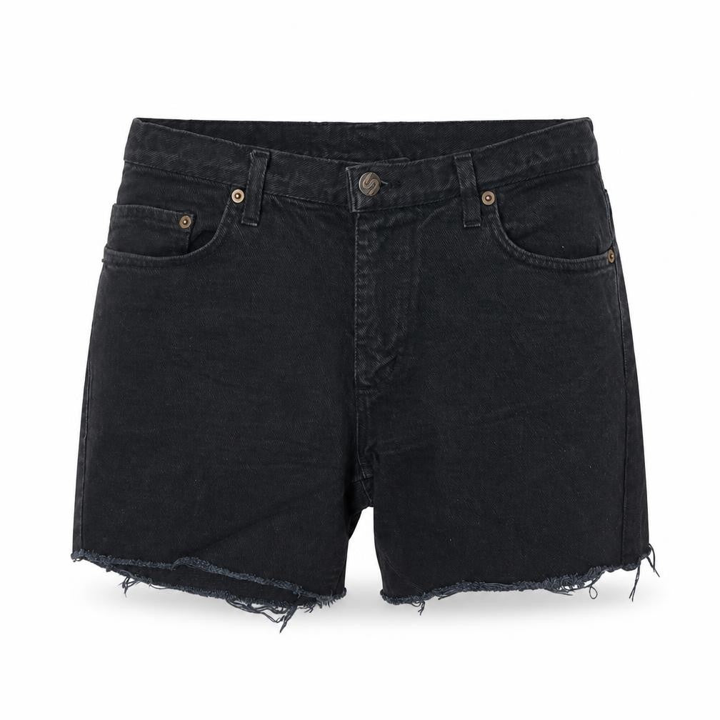 Preworn Womens Black Cotton Cut-Off Shorts Size S Regular Zip