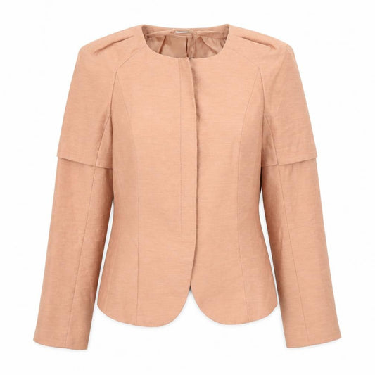 Front view of H&M women’s pink jacket blazer, size UK 10, zip