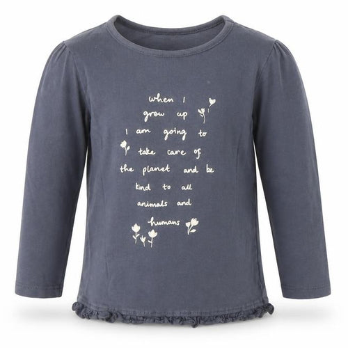 George Girls Blue 100% Cotton Pullover T-Shirt Size 18-24 Months Boat Neck Pullover - Quote