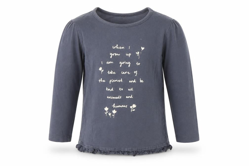 George Girls Blue 100% Cotton Pullover T-Shirt Size 18-24 Months Boat Neck Pullover - Quote