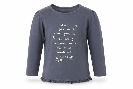 Front view of George girls’ blue 100% cotton pullover t-shirt, size 18-24, months boat neck pullover - quote