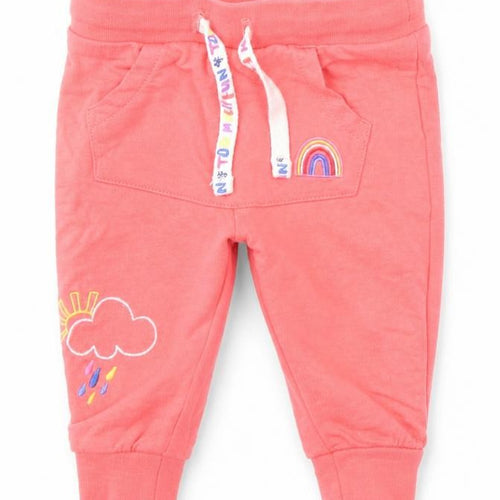 F&F Girls Pink Cotton Jogger Trousers Size 0-3 Months Pullover