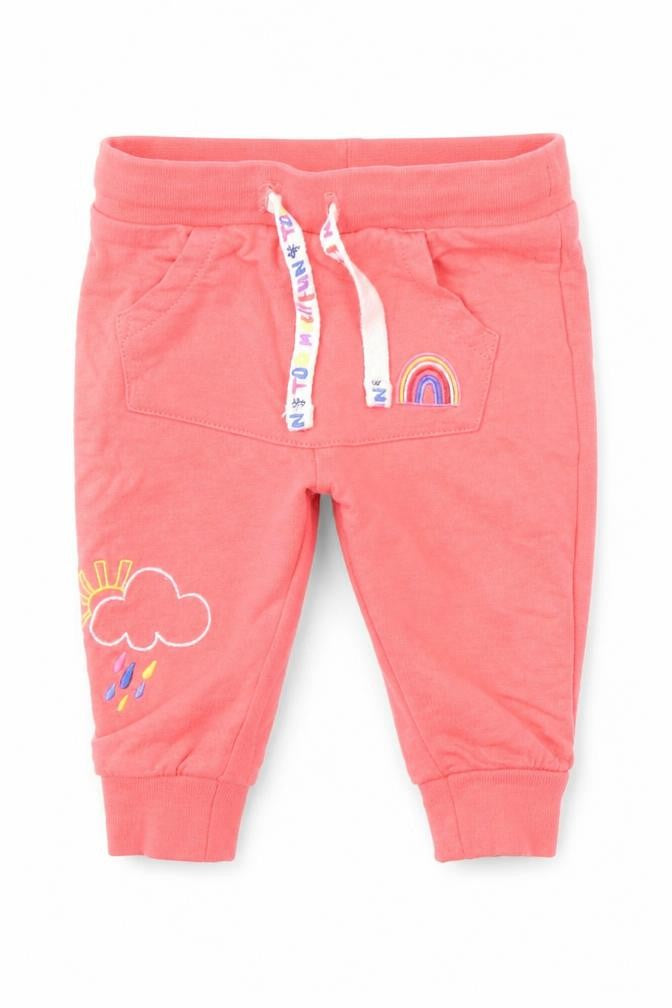 F&F Girls Pink Cotton Jogger Trousers Size 0-3 Months Pullover