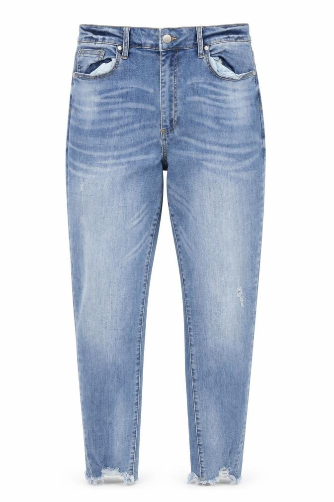 JustFab Womens Blue Cotton Straight Jeans Size 34 in Regular Zip