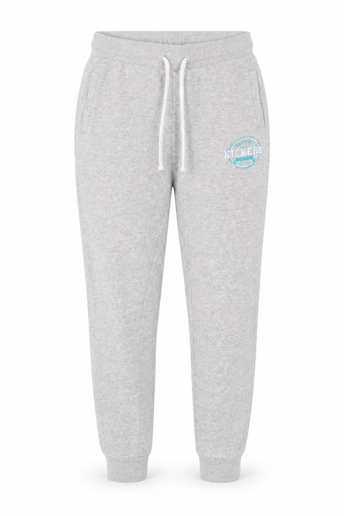 Front view of Kickers women’s grey cotton sweatpants, size UK 10, regular drawstring