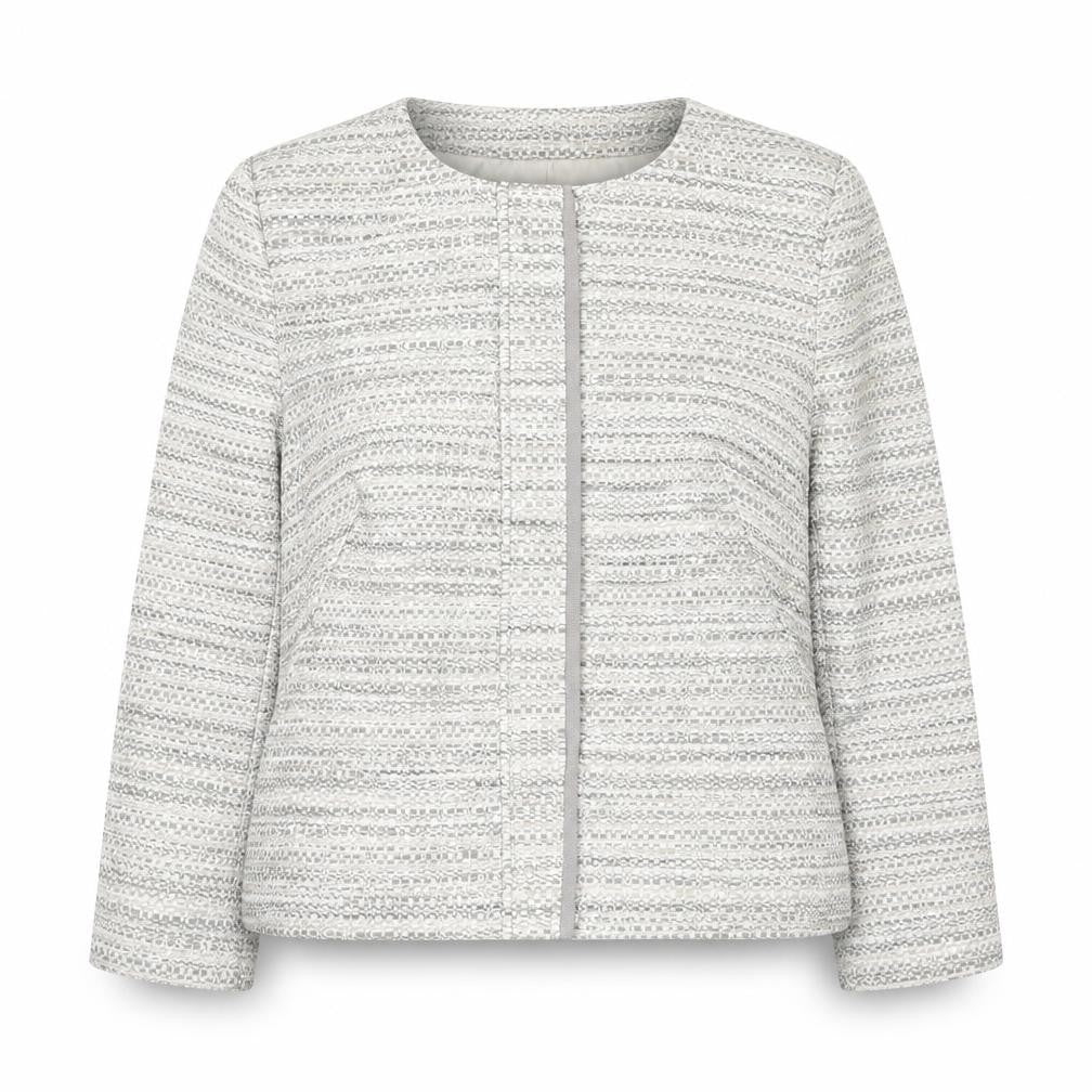 Front view of Next women’s grey jacket coatigan, size UK 14, zip
