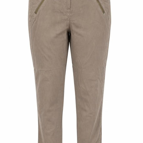 Mango Womens Brown Cotton Trousers Size 10 Regular Zip