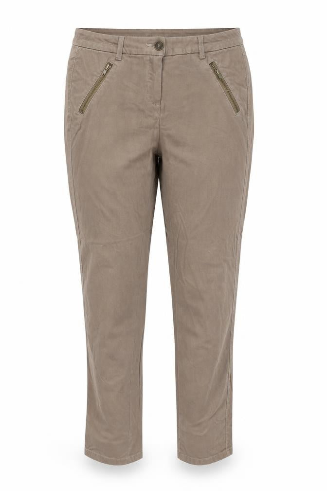 Mango Womens Brown Cotton Trousers Size 10 Regular Zip