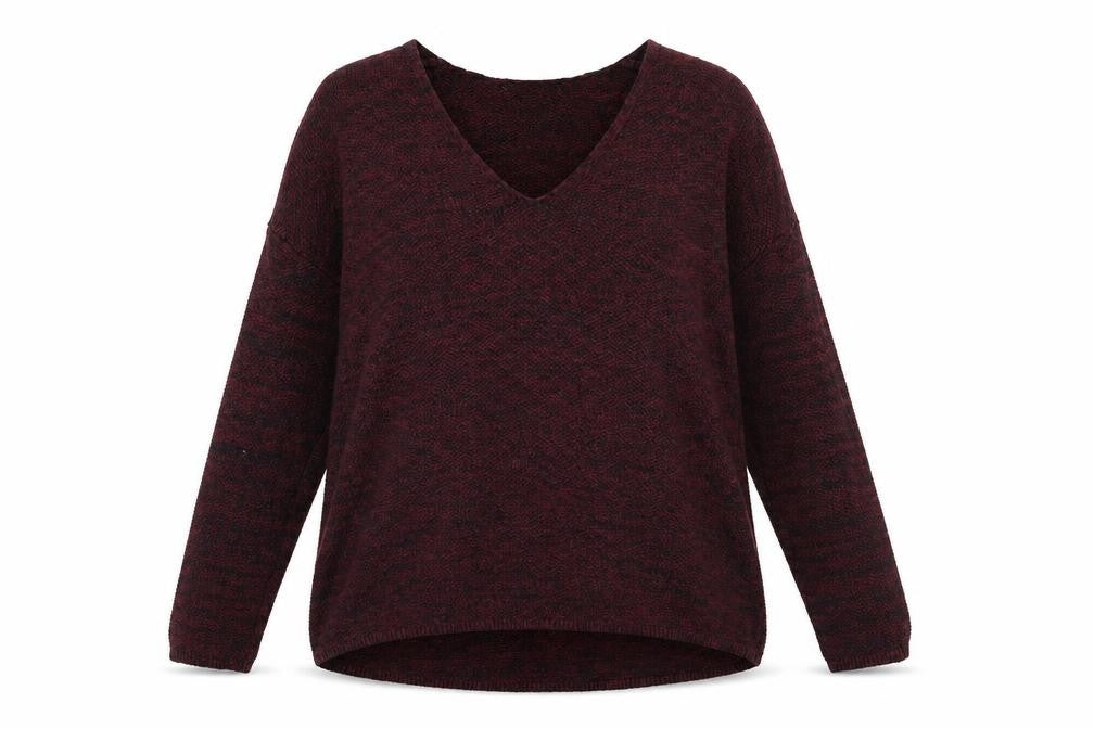 Front view of H&M women’s red v-neck cotton jumper, size S