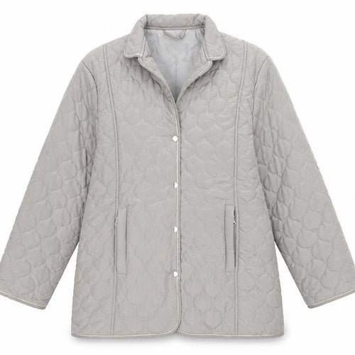 Gabrielle Vicenza Womens Grey Quilted Jacket Size 10 Button - Size 10-12