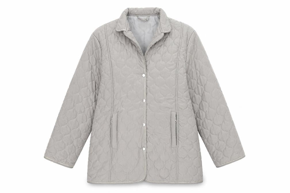 Gabrielle Vicenza Womens Grey Quilted Jacket Size 10 Button - Size 10-12
