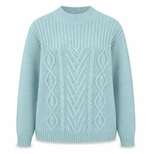AFIBEL Womens Blue Round Neck Geometric Acrylic Pullover Jumper Size 14