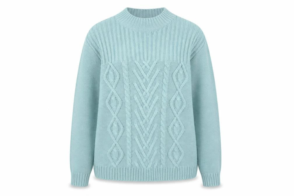 AFIBEL Womens Blue Round Neck Geometric Acrylic Pullover Jumper Size 14