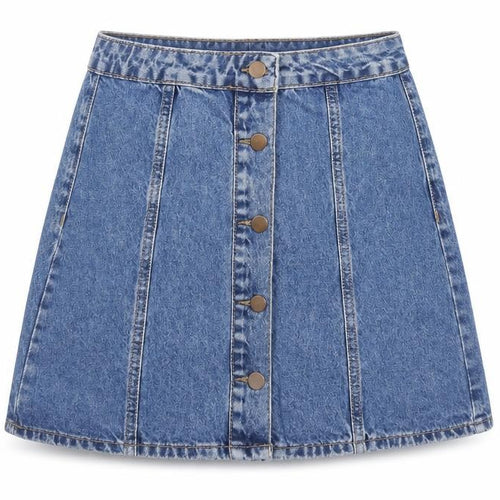 Denim & Co. Womens Blue Cotton A-Line Skirt Size 8 Zip