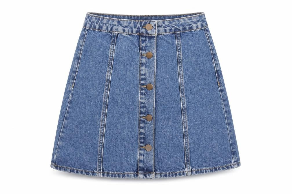 Denim & Co. Womens Blue Cotton A-Line Skirt Size 8 Zip