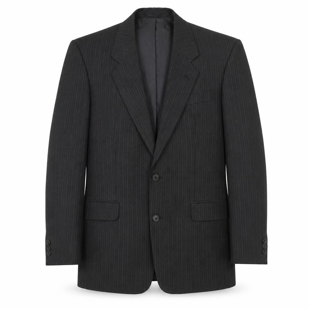 C&A Mens Grey Striped Polyester Jacket Suit Jacket Size 38 Regular