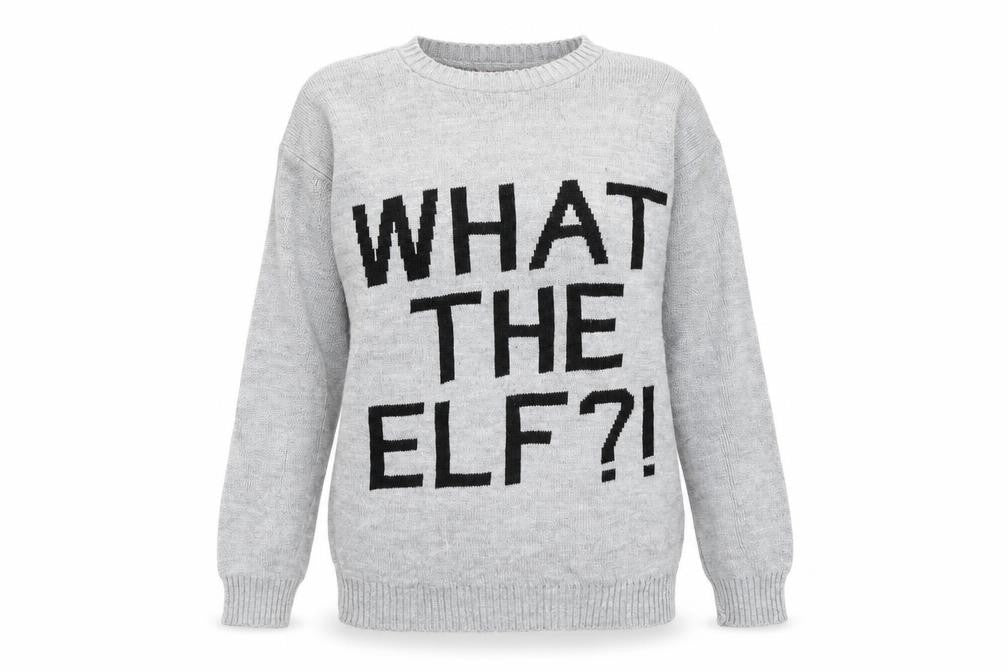 Boohoo Womens Grey Round Neck Acrylic Pullover Jumper Size S - What the Elf Size S-M