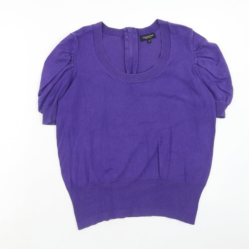 Debenhams Womens Purple Scoop Neck Cotton Pullover Jumper Size 12 Zip