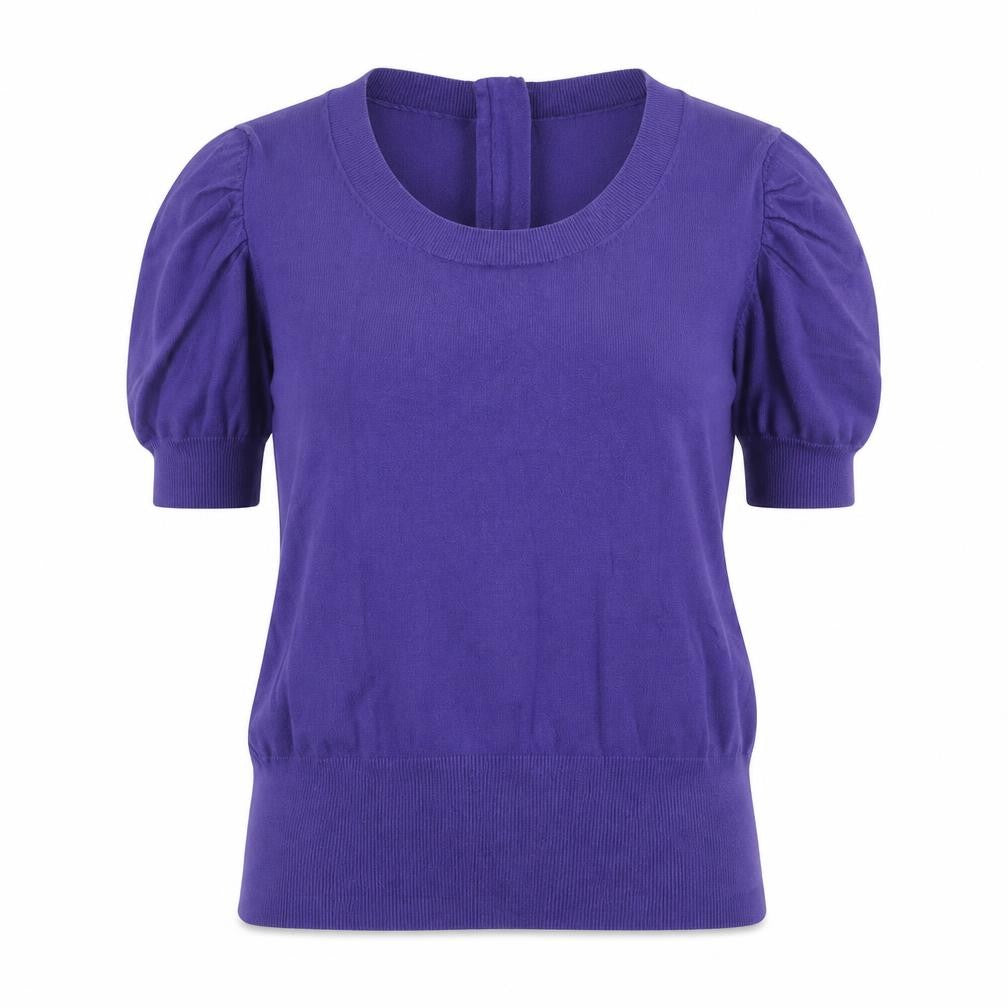 Debenhams Womens Purple Scoop Neck Cotton Pullover Jumper Size 12 Zip