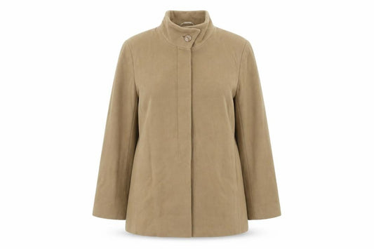 Front view of Lady line women’s brown jacket, size UK 18, button