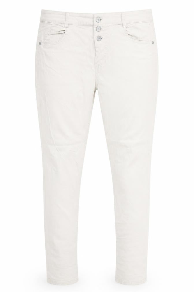 House of Lola Womens Ivory Cotton Skinny Jeans Size M Regular Zip