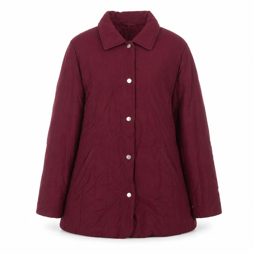 Front view of Marks & Spencer women’s red jacket coat, size UK 14, snap