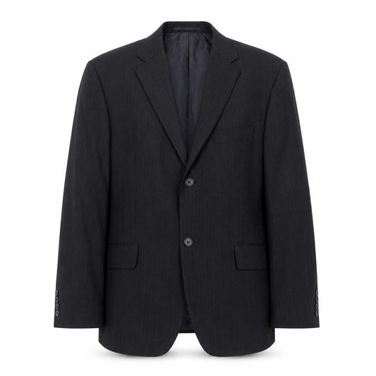 Front view of George men’s black striped polyester jacket blazer, size 40, regular