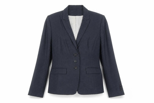 Front view of Next women’s blue polyester jacket suit jacket, size UK 12