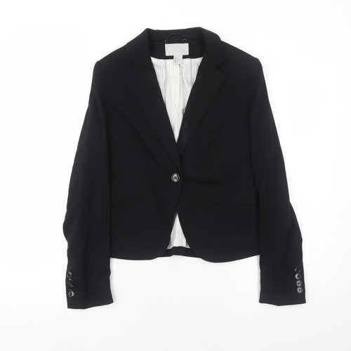 H&M Womens Black Polyester Jacket Blazer Size 10