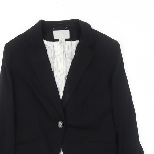 H&M Womens Black Polyester Jacket Blazer Size 10