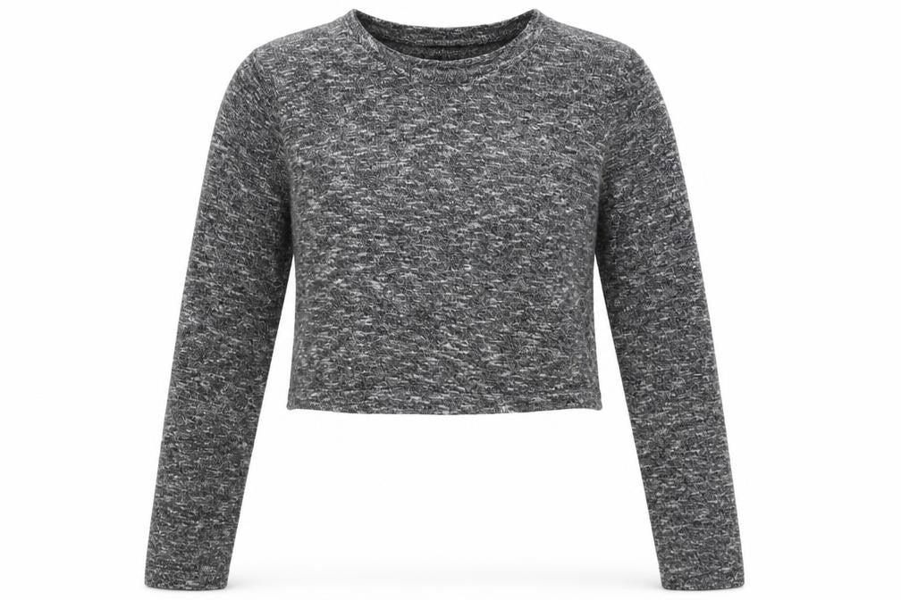 Front view of Forever 21 women’s grey round neck polyester jumper, size S