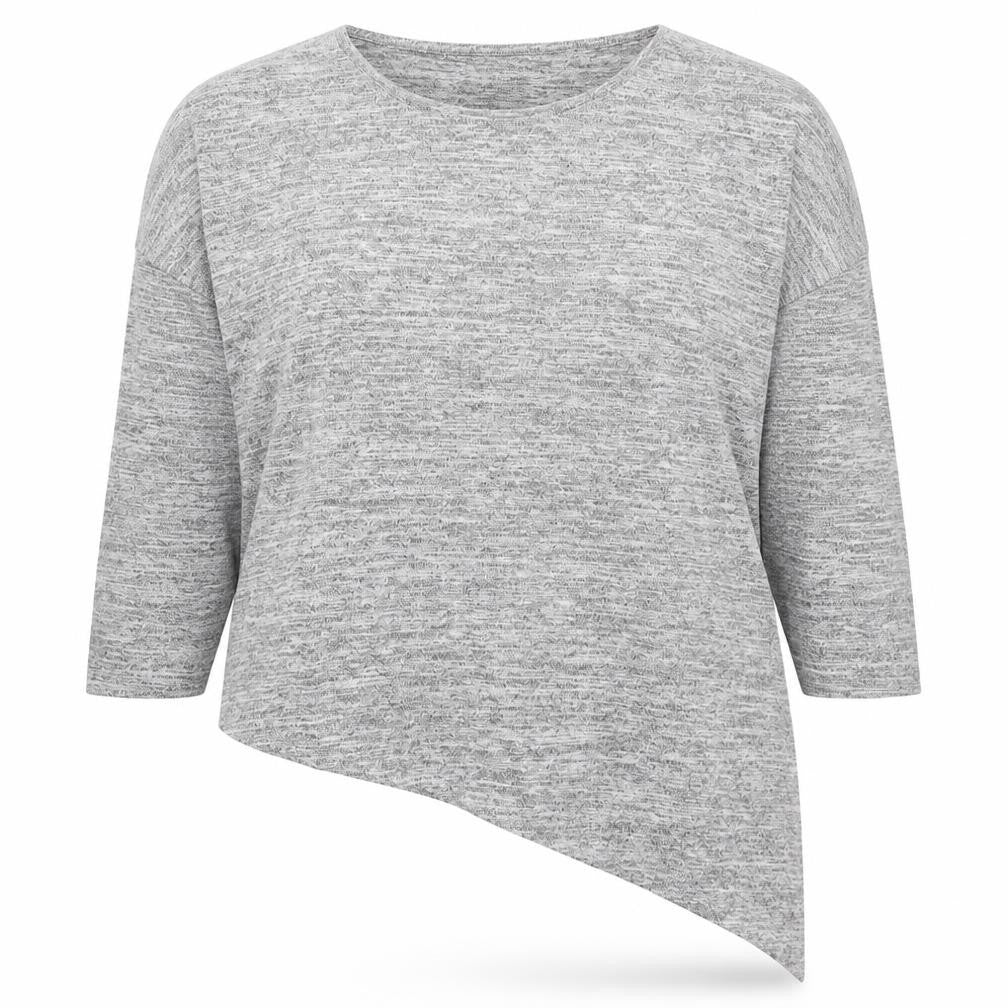 Front view of Atmosphere women’s grey round neck polyester jumper, size UK 20