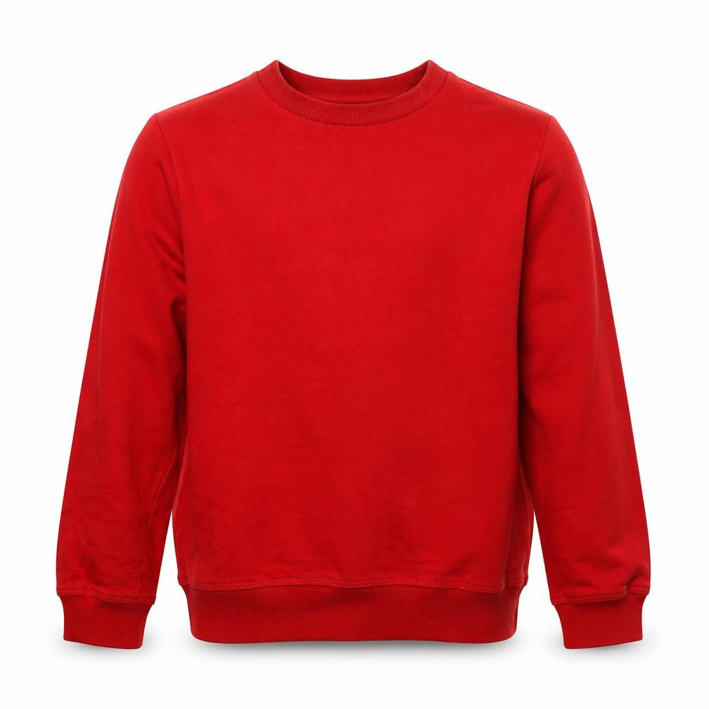 Front view of Pep&Co boys’ red cotton pullover sweatshirt, size 10-11, years pullover