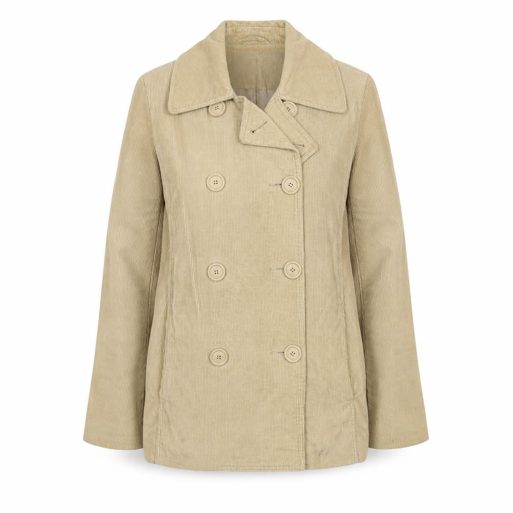Front view of New Look women’s beige jacket, size UK 14, button