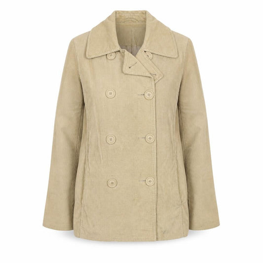 Front view of New Look women’s beige jacket, size UK 14, button