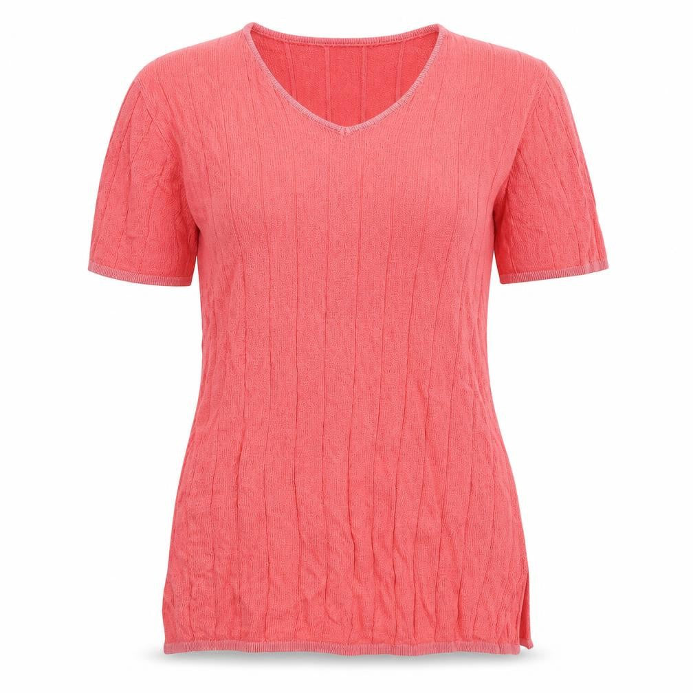 Isabelle Womens Pink V-Neck Acrylic Pullover Jumper Size S