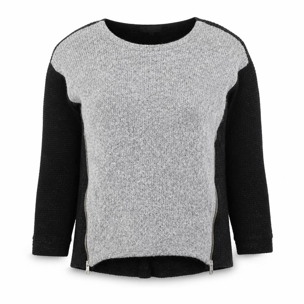 Front view of River Island women’s black round neck acrylic jumper, size UK 8