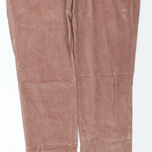 Adolfo Womens Beige Cotton Trousers Size 12 Regular Zip - Ankle Zips