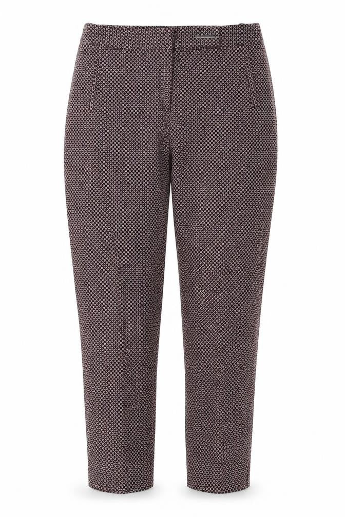 Dorothy Perkins Womens Red Geometric Cotton Trousers Size 8 Regular Zip