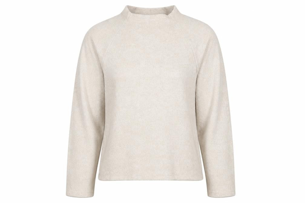 Front view of H&M women’s beige mock neck viscose jumper, size M