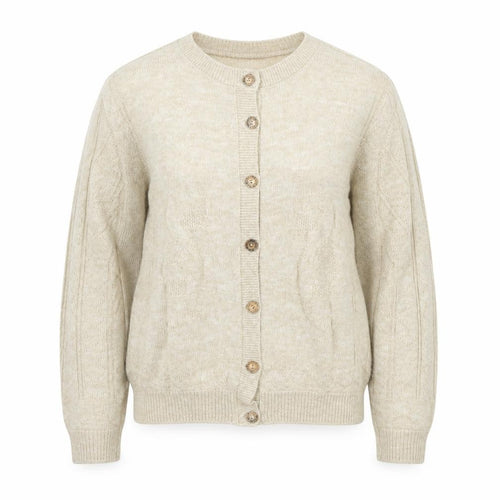 Glenbarr Womens Beige Round Neck Polyester Cardigan Jumper Size S - Size S-M