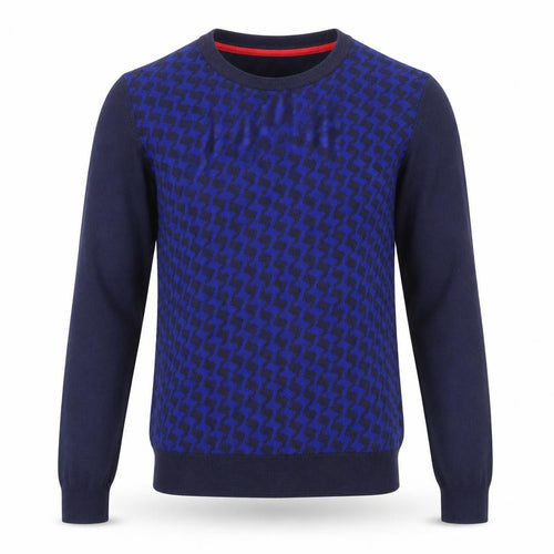 Dickins & Jones Mens Blue Round Neck Geometric Nylon Pullover Jumper Size XS Long Sleeve