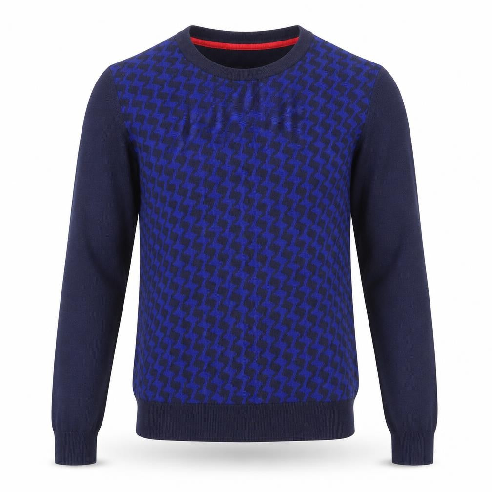 Dickins & Jones Mens Blue Round Neck Geometric Nylon Pullover Jumper Size XS Long Sleeve