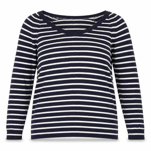 Gap Womens Blue Scoop Neck Striped Cotton Pullover Jumper Size XS