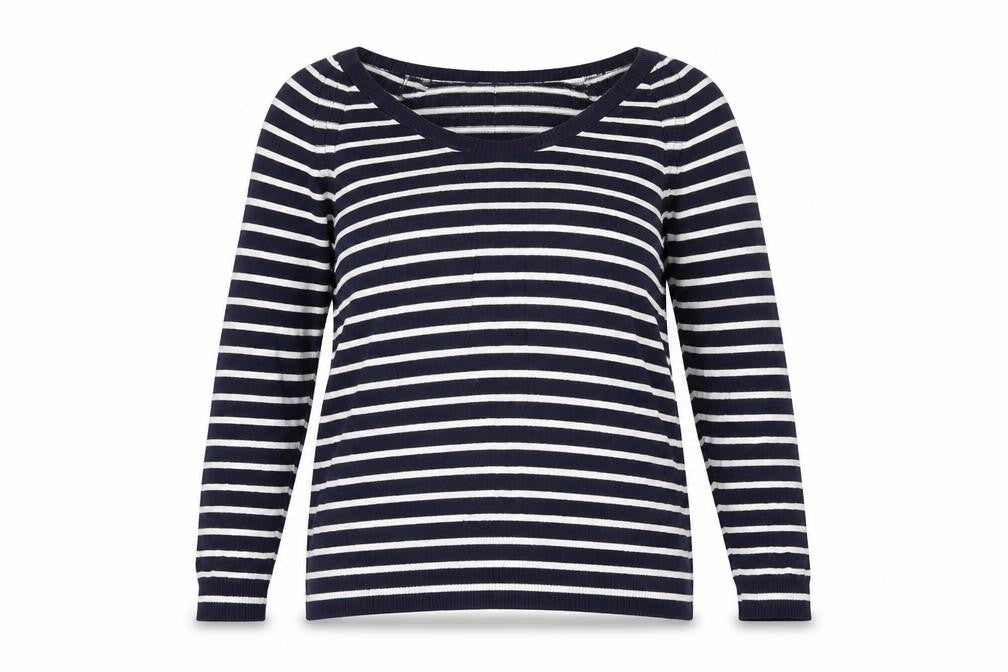 Gap Womens Blue Scoop Neck Striped Cotton Pullover Jumper Size XS