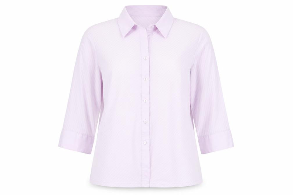 Fashion Extra Womens Purple Striped Polyester Basic Button-Up Size 18 Collared