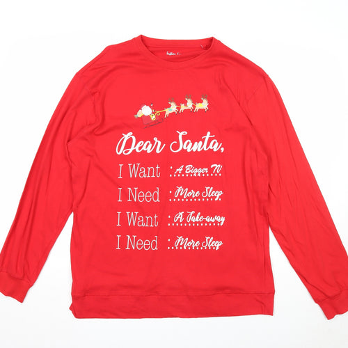 Festive Fun Mens Red Cotton Pullover Sweatshirt Size M - Dear Santa....