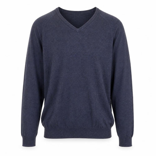 Loxley Mens Blue V-Neck Cotton Pullover Jumper Size M Long Sleeve
