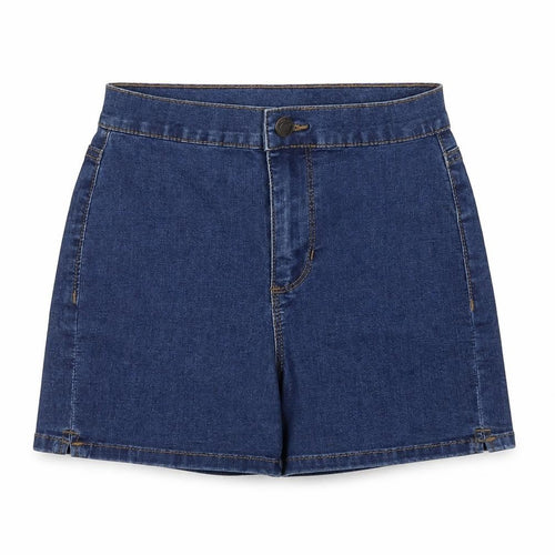 Denim & Co. Womens Blue Cotton Boyfriend Shorts Size 6 Regular Zip