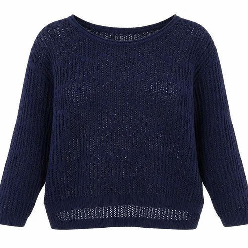 Papaya Womens Blue Boat Neck Acrylic Pullover Jumper Size M